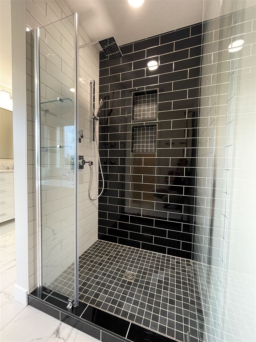 Black and white shower