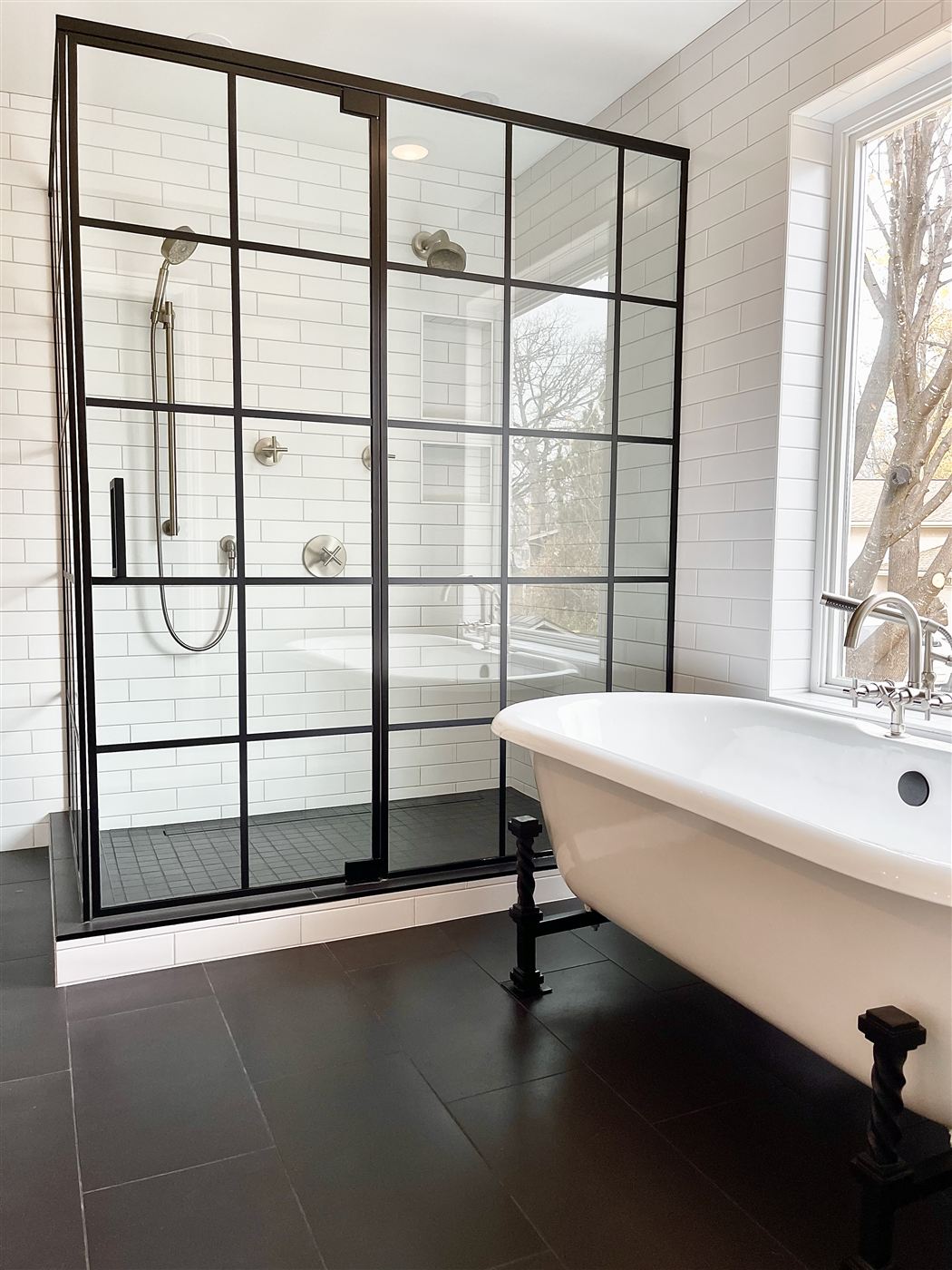 Grid tile shower